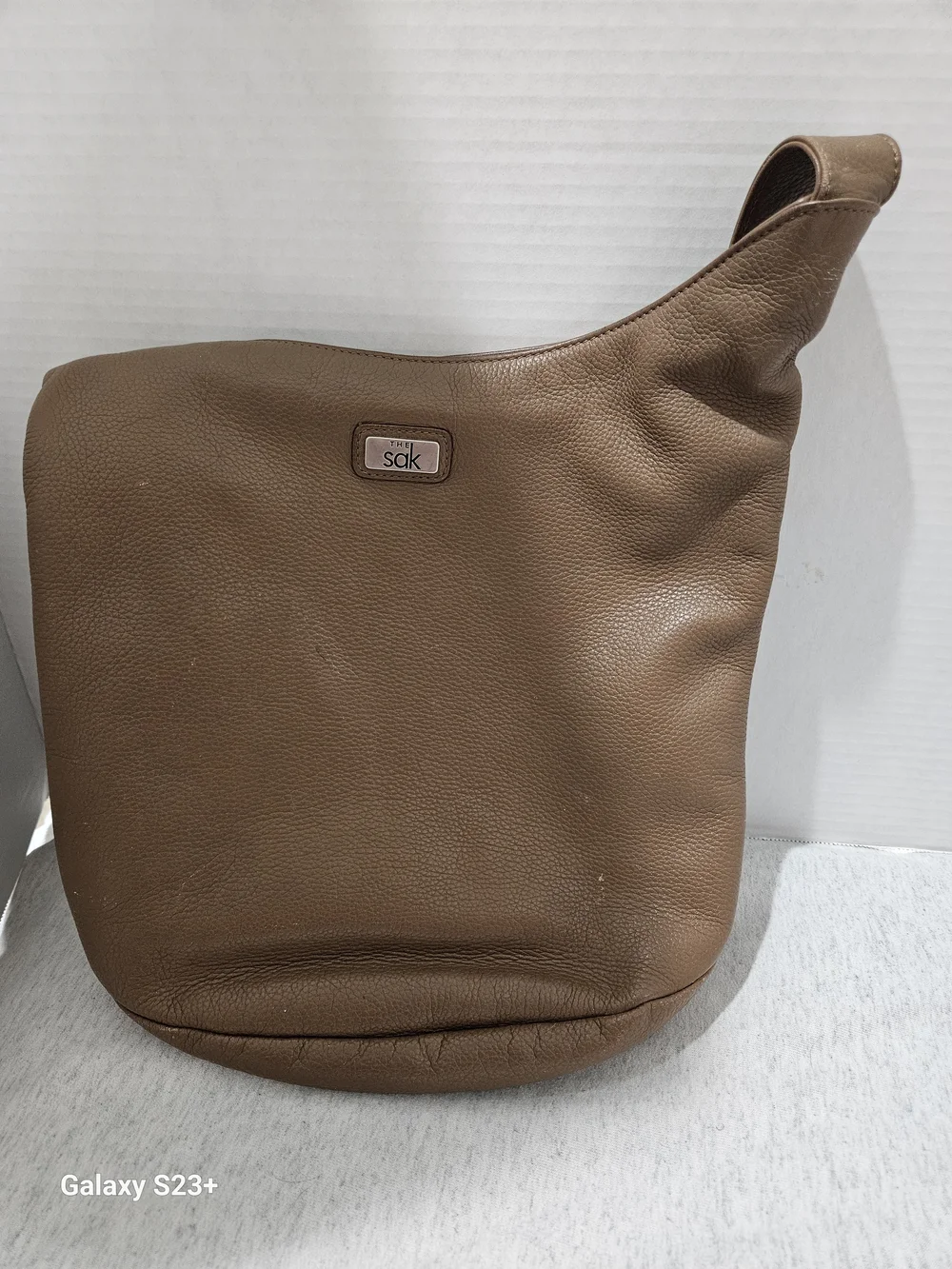 The Sak Brown Pebbled Leather Messenger Bag
